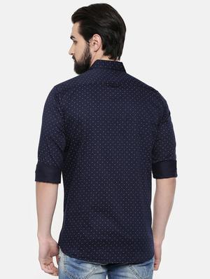 navy blue printed casual shirt - 16523949 - Standard Image - 3
