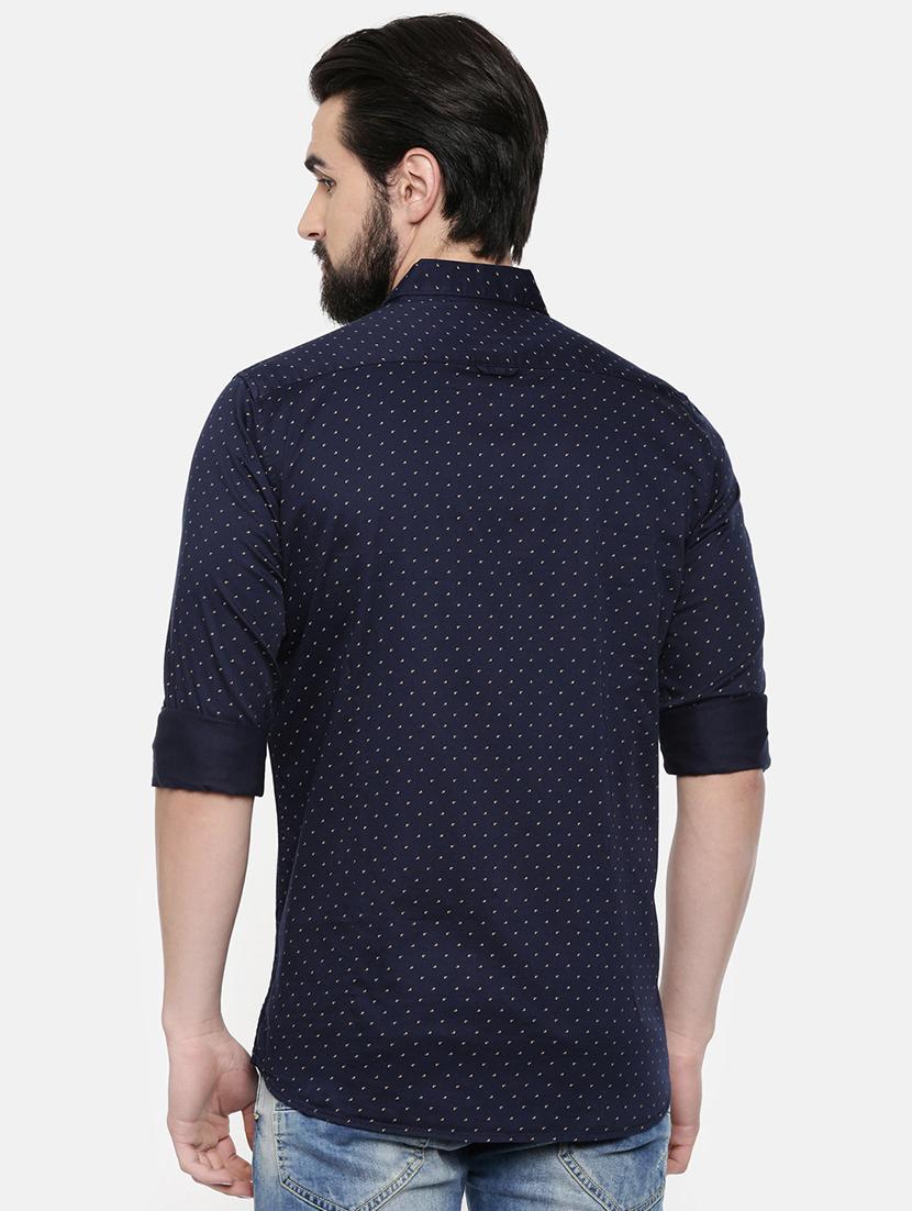 navy blue printed casual shirt - 16523949 - Zoom Image - 3