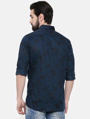 navy blue printed casual shirt - 16523954 - Standard Image - 3
