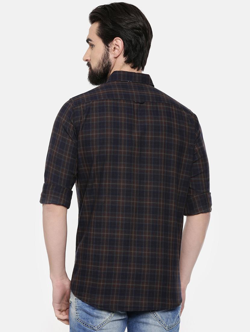 navy blue checkered casual shirt - 16523955 - Zoom Image - 3