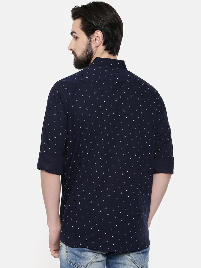 dark blue printed casual shirt - 16523958 - Zoom Image - 3