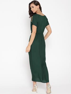 front overlap foil print detail maxi dress - 16524151 - Standard Image - 3