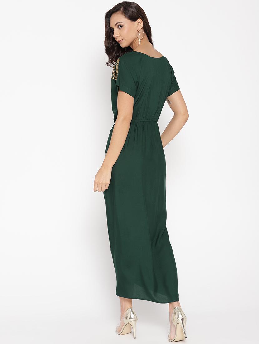 front overlap foil print detail maxi dress - 16524151 - Zoom Image - 3