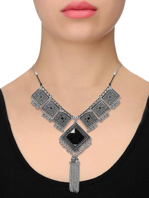 black metal statement necklace - 16524347 - Zoom Image - 3