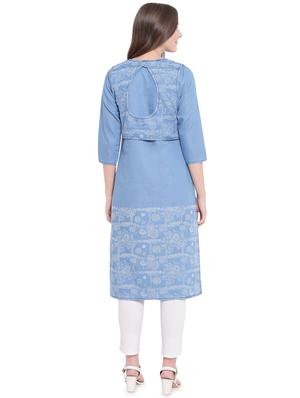 denim kurta with jacket kurta - 16524412 - Standard Image - 3