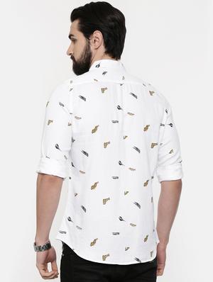 white printed casual shirt - 16525602 - Standard Image - 3