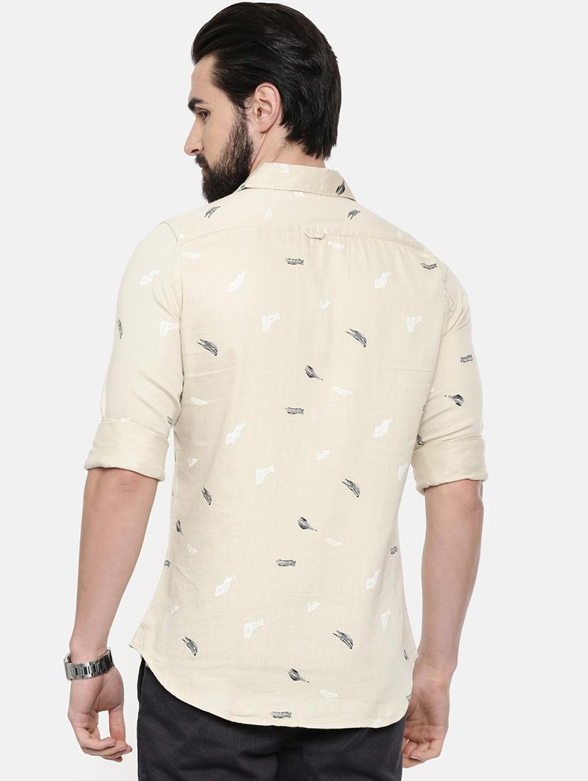 beige printed casual shirt - 16525603 - Zoom Image - 3