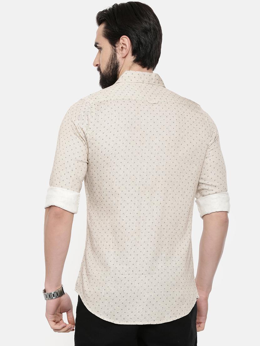 beige printed casual shirt - 16525604 - Zoom Image - 3
