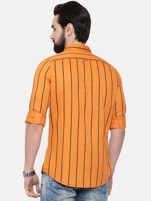 orange striped casual shirt - 16525624 - Standard Image - 3