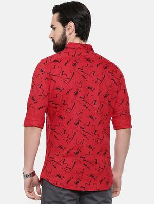 red printed casual shirt - 16525627 - Standard Image - 3