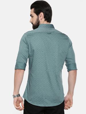 green printed casual shirt - 16525638 - Standard Image - 3