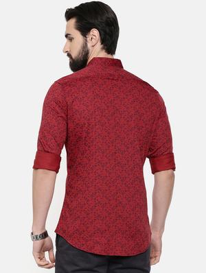 red floral print casual shirt - 16525643 - Standard Image - 3