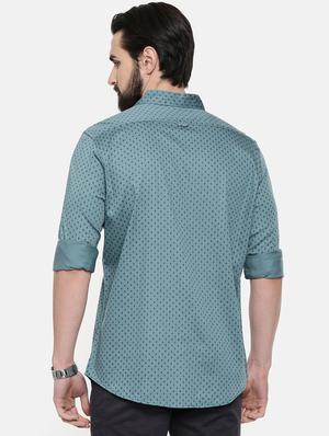 green printed casual shirt - 16525652 - Standard Image - 3