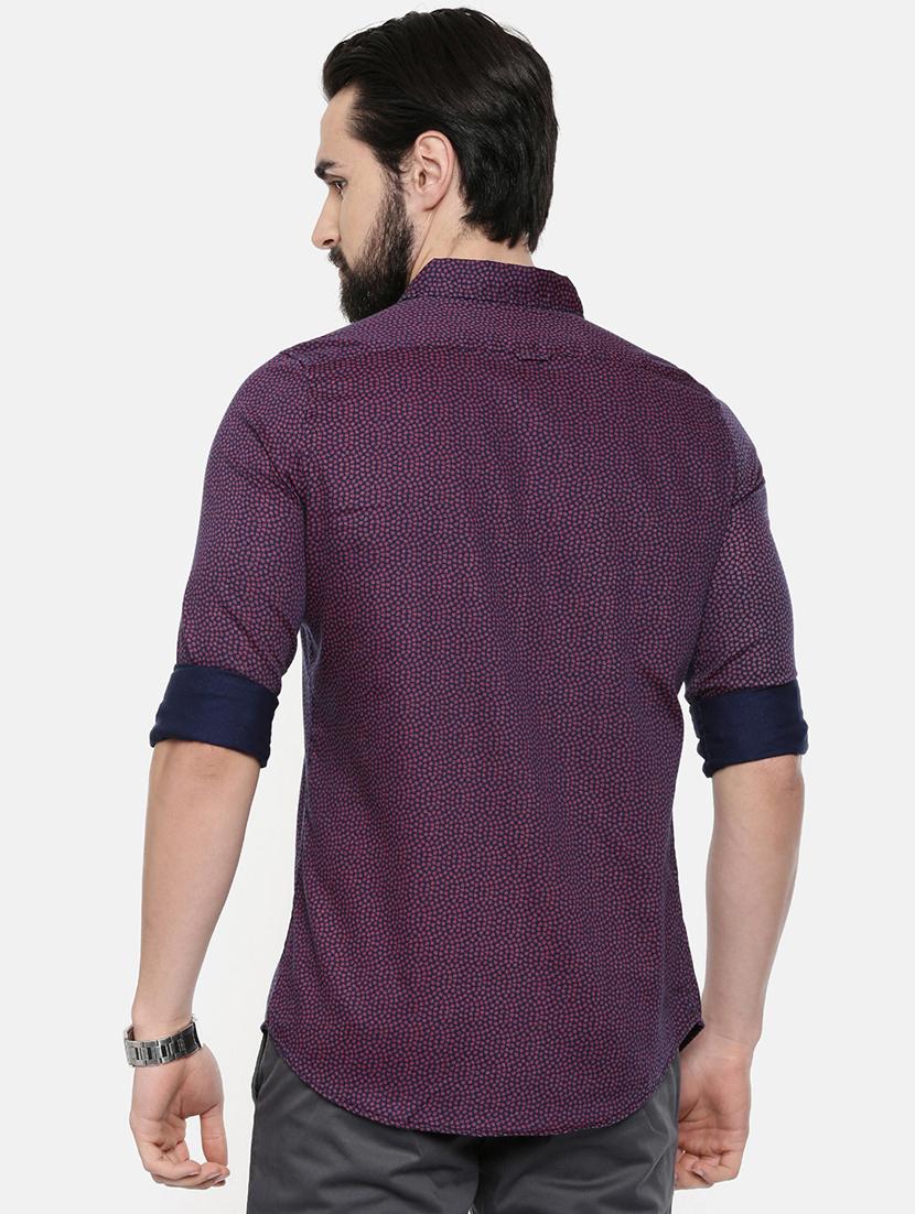 navy blue printed casual shirt - 16525654 - Zoom Image - 3