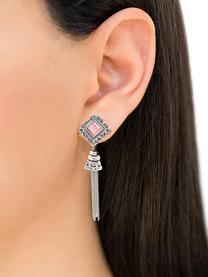 pink metal drop earring - 16525899 - Zoom Image - 3