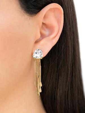 gold metal drop earring - 16525911 - Standard Image - 3