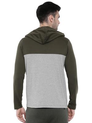green color block hooded t-shirt - 16526691 - Standard Image - 3