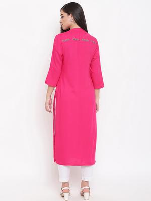 solid straight kurta - 16526889 - Standard Image - 3