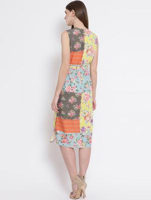 drawstring waist floral a-line dress - 16527667 - Standard Image - 3