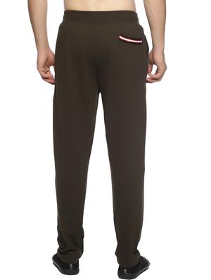 olive green solid full length track pant - 16527705 - Standard Image - 3