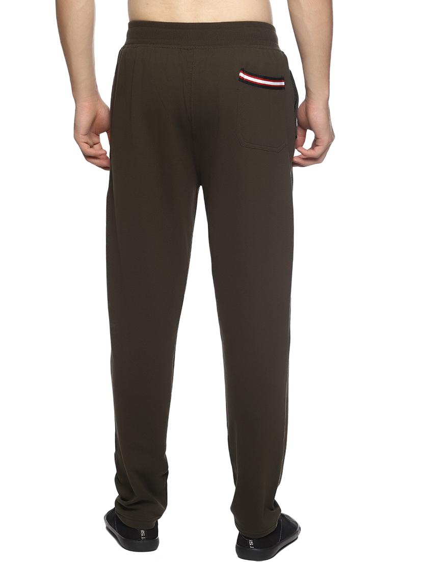 olive green solid full length track pant - 16527705 - Zoom Image - 3