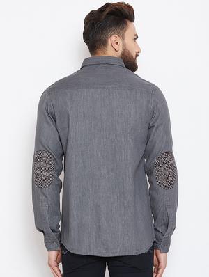 grey faded denim casual shirt - 16528150 - Standard Image - 3