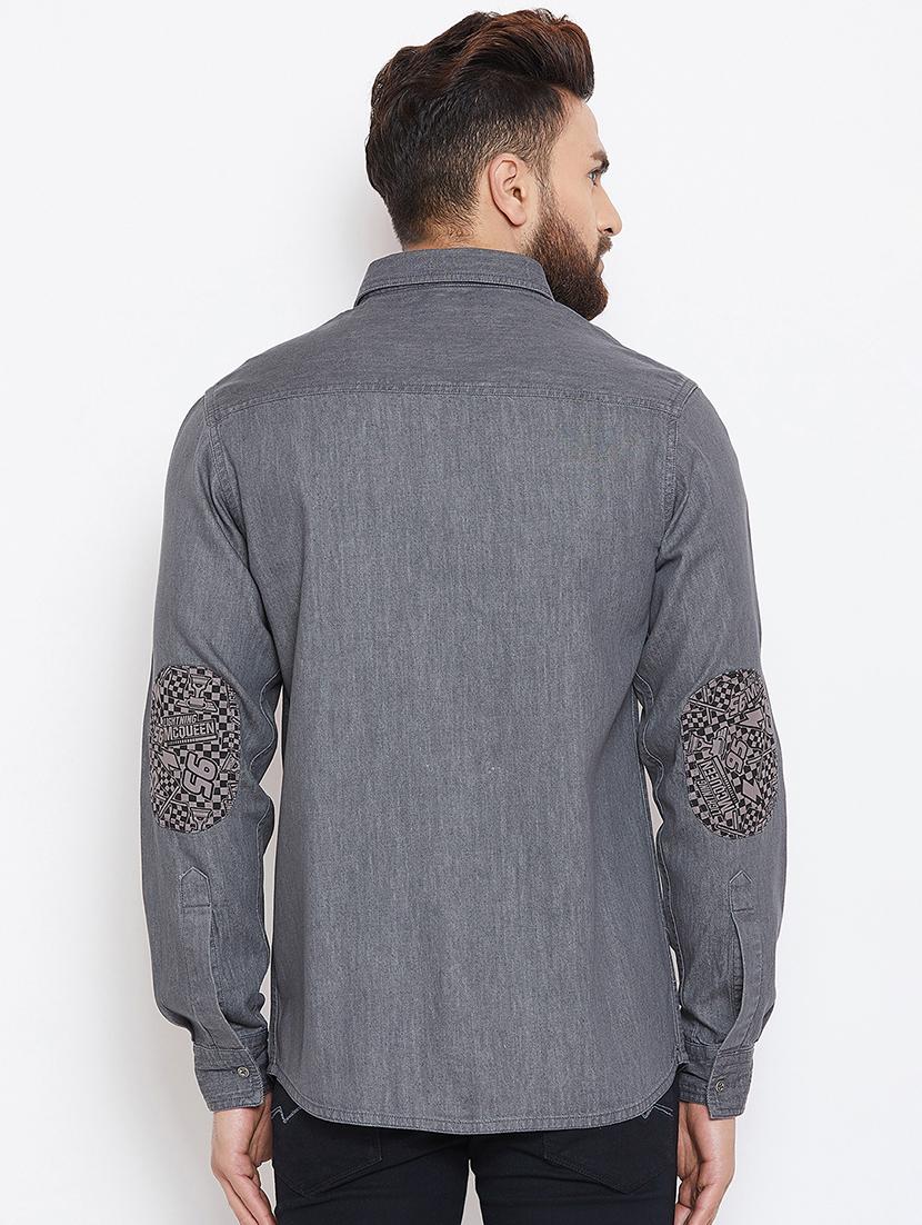 grey faded denim casual shirt - 16528150 - Zoom Image - 3
