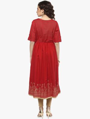 foil printed khadi a-line kurta - 16528431 - Standard Image - 3