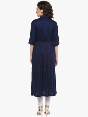 solid a-line kurta - 16528588 - Standard Image - 3