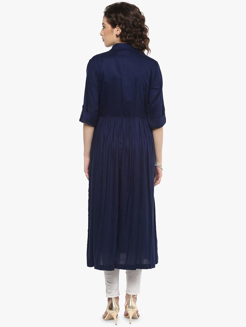 solid a-line kurta - 16528588 - Zoom Image - 3
