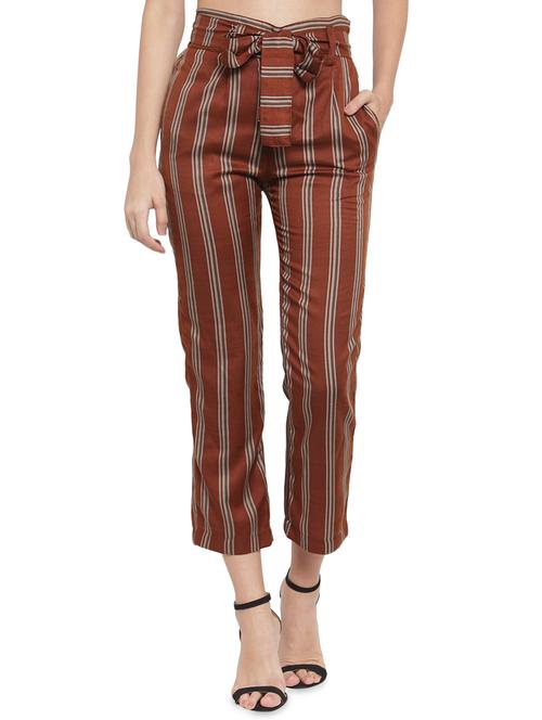 tie knot striped flat front trouser - 16528754 - Standard Image - 1