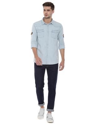 light blue solid casual shirt - 16529309 - Standard Image - 3