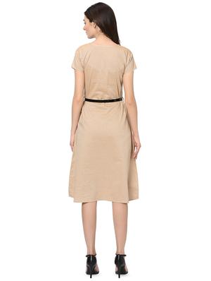 keyhole neck belted a-line dress - 16529547 - Standard Image - 3