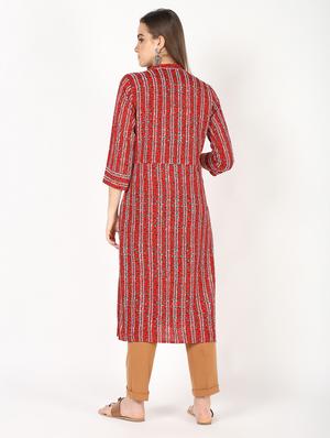 printed straight kurta - 16529643 - Standard Image - 3
