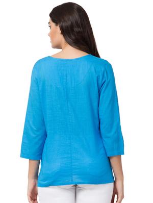 embroidered detail notch neck tunic - 16529832 - Standard Image - 3