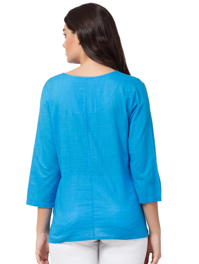 embroidered detail notch neck tunic - 16529832 - Zoom Image - 3