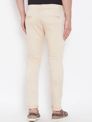 beige solid chinos - 16530046 - Standard Image - 3