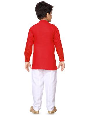 red cotton kurta pyjama set - 16530660 - Standard Image - 3