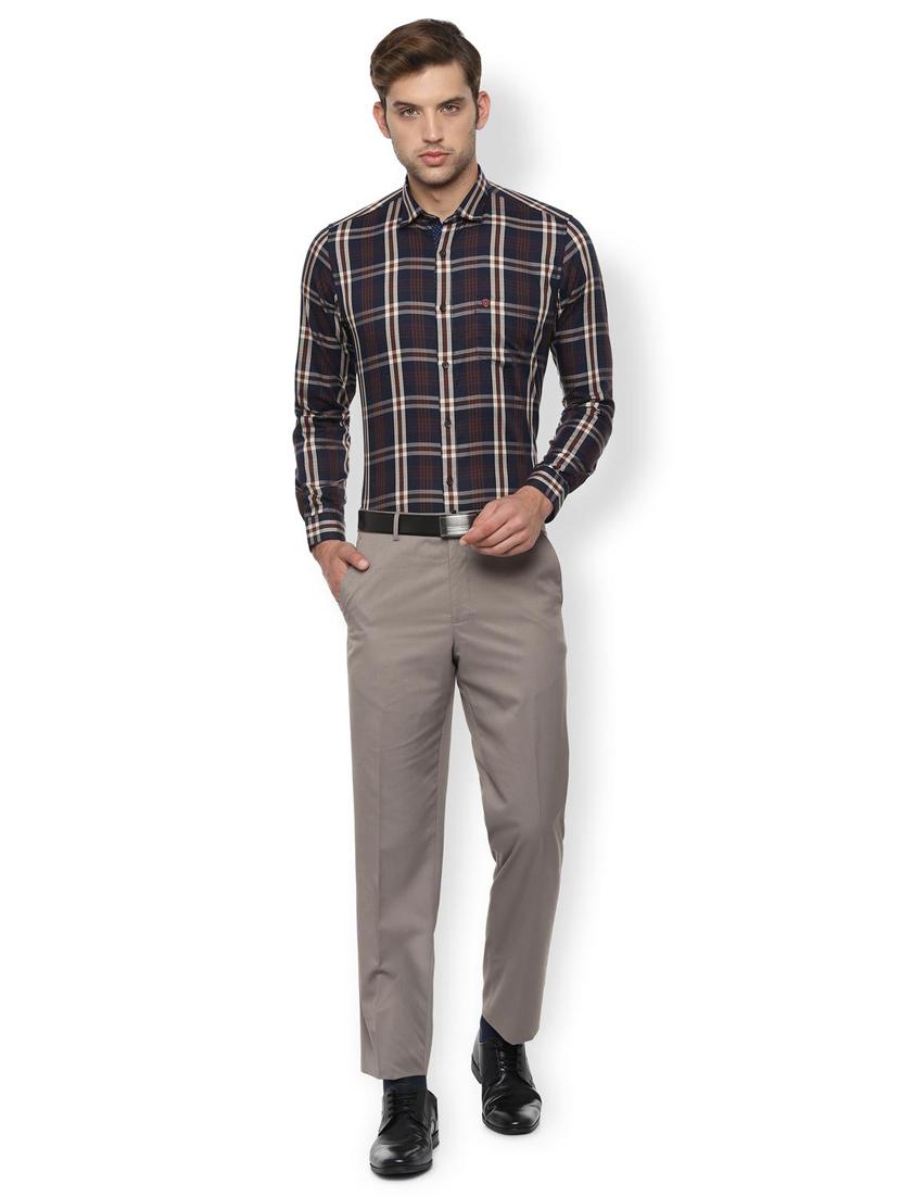 navy blue checkered casual shirt - 16531112 - Zoom Image - 3