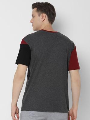 grey color block t-shirt - 16531276 - Standard Image - 3
