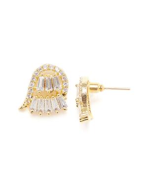 gold metal studs earring - 16532407 - Standard Image - 3