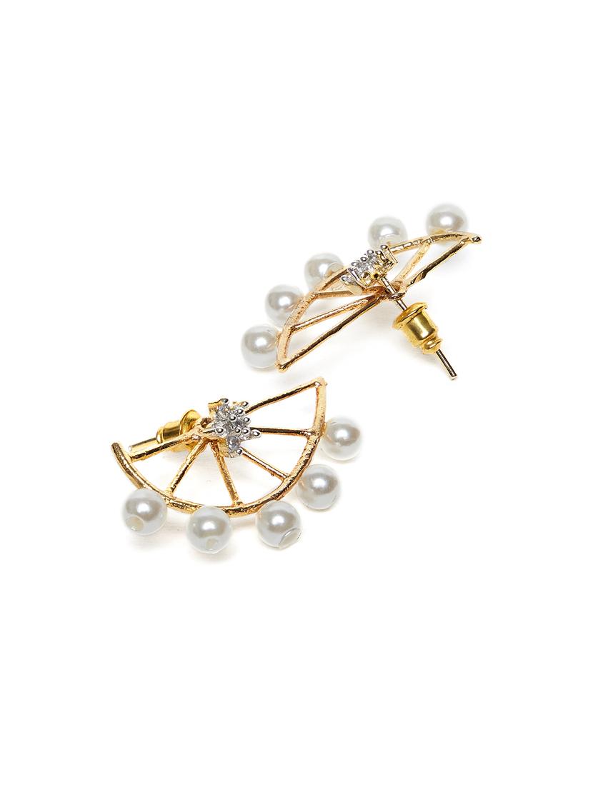 gold metal studs earring - 16532415 - Zoom Image - 3