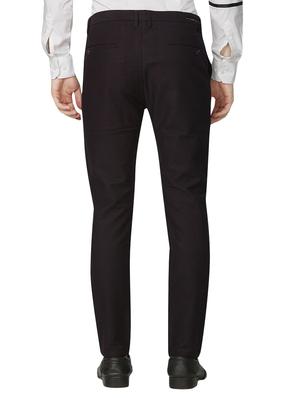 maroon textured flat front casual trouser - 16532464 - Standard Image - 3