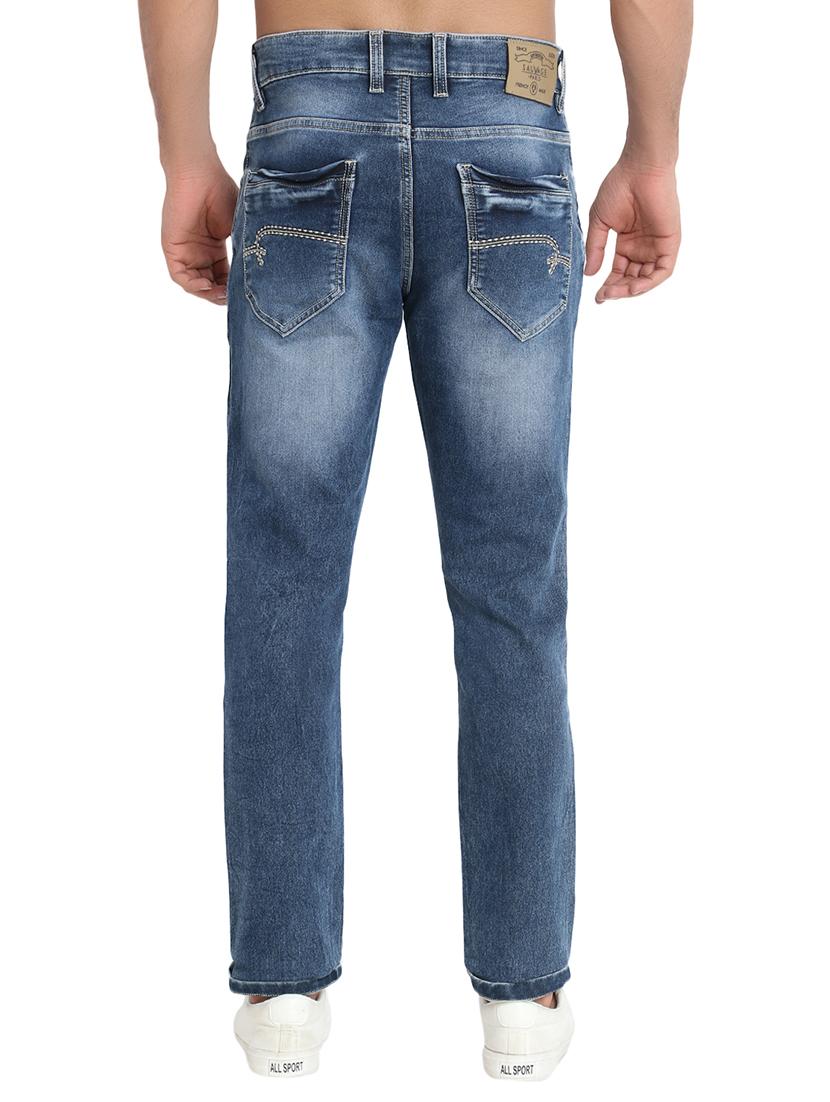blue cotton blend washed jeans - 16533988 - Zoom Image - 3