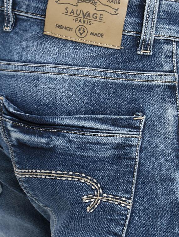 blue cotton blend washed jeans - 16533988 - Zoom Image - 6