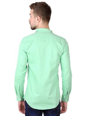 green solid casual shirt - 16534210 - Standard Image - 3