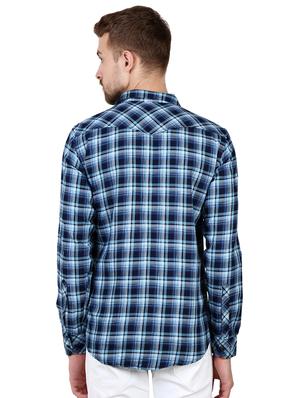 blue checkered casual shirt - 16534225 - Standard Image - 3