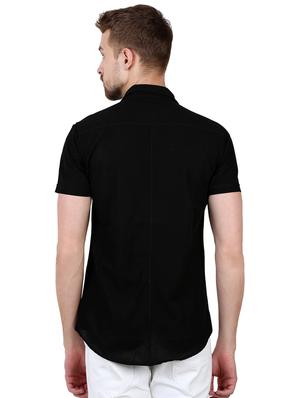 black solid casual shirt - 16534235 - Standard Image - 3