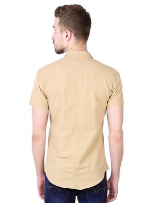 beige solid casual shirt - 16534236 - Standard Image - 3