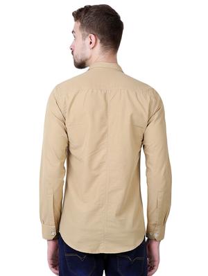 beige solid casual shirt - 16534241 - Standard Image - 3